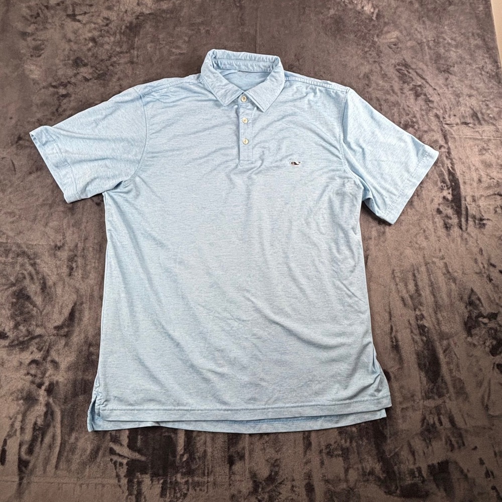 Vineyard Vines Sankaty Polo Mens Large Blue Striped Performance 1G010673